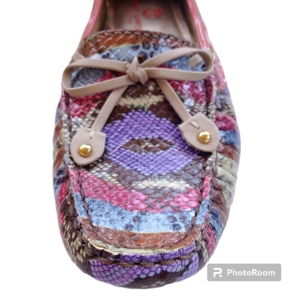 🩷Marc Joseph New York Cypress Hill Multi Camelia Snake Leather Moccasin S… - Picture 6 of 14
